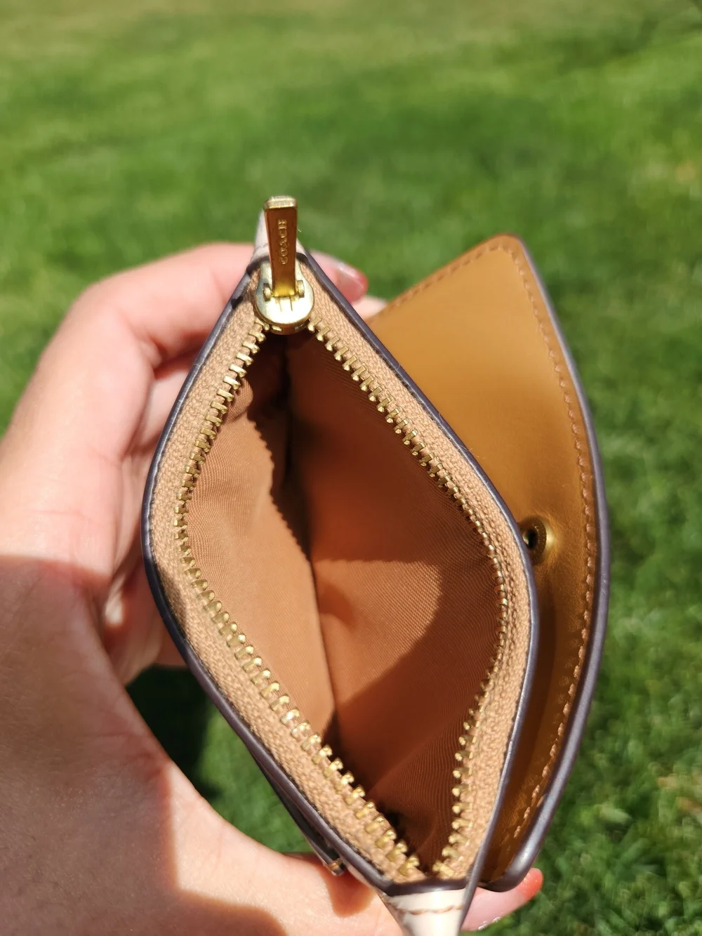 Coach Cream Leather Card Case with Rainbow Logo